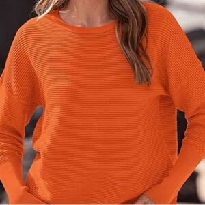 Vibrant Orange Crew Neck Sweater